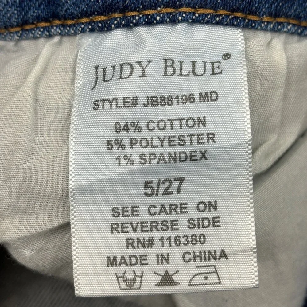 Judy Blue Boyfriend Fit Distressed Women's size 5 Medium Blue Denim Jeans - Picture 3 of 4